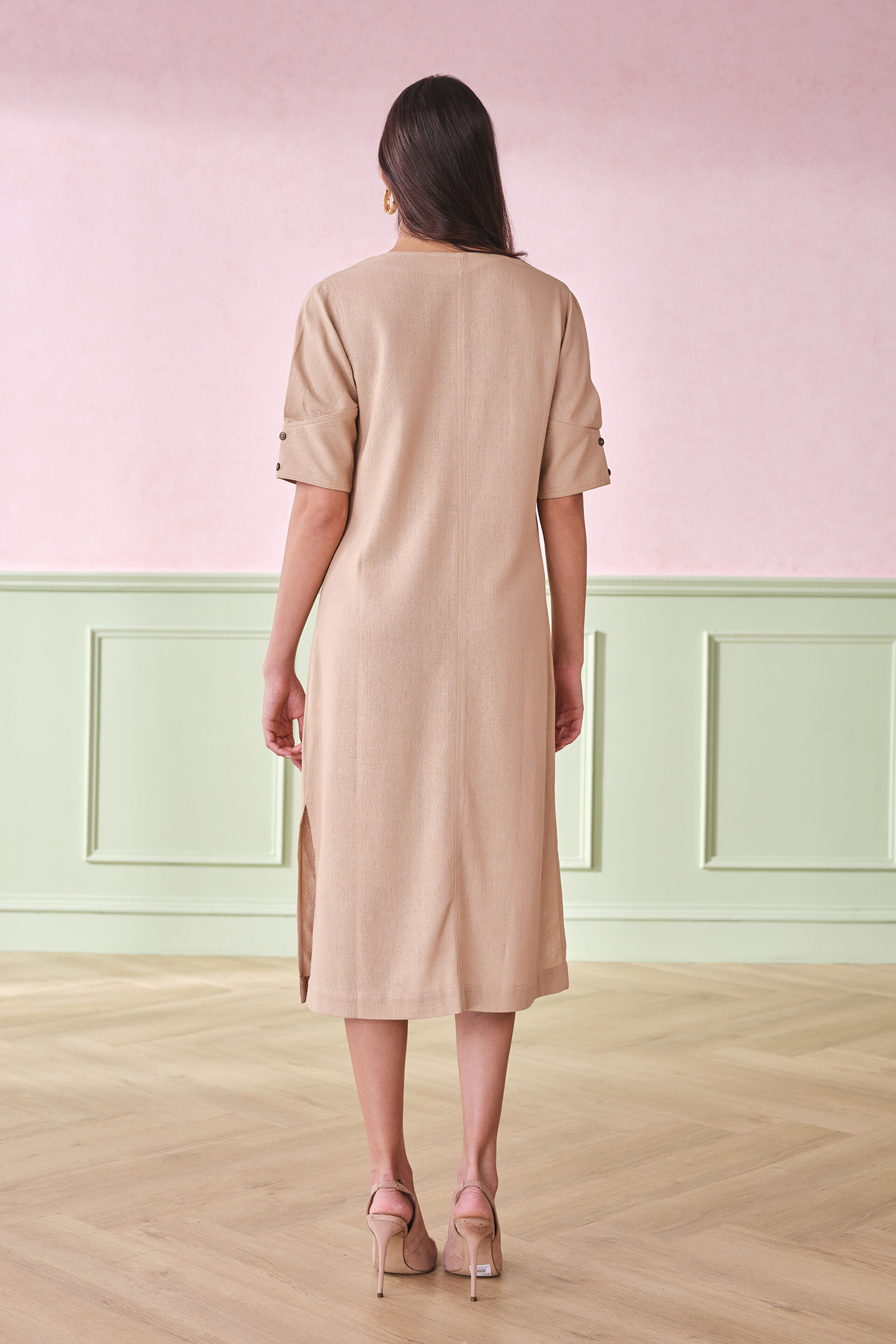 Zesty Dark Beige Dress, Dark Beige, image 3